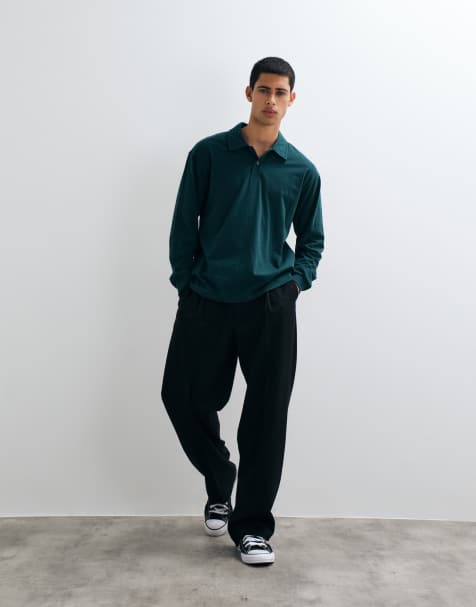 Gap long sleeve v-neck polo sweatshirt in green - view 1