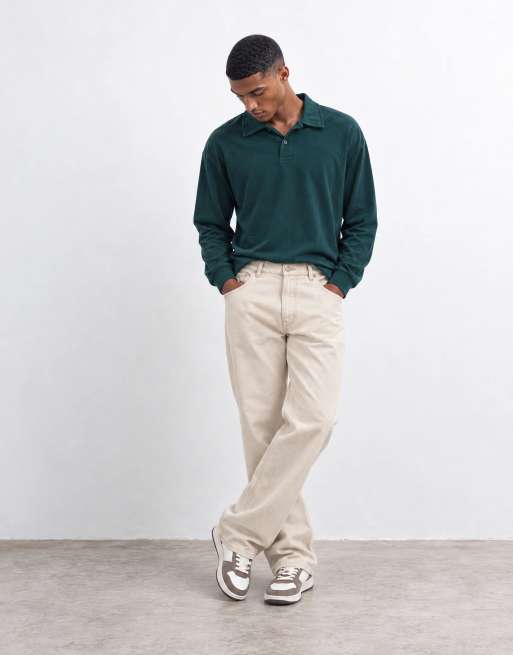 Gap long sleeve v-neck polo sweatshirt in green, 6 of 8