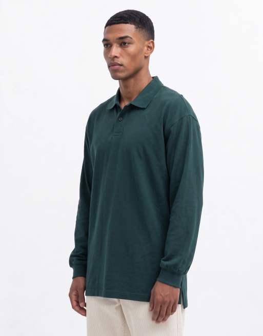 Gap long sleeve v-neck polo sweatshirt in green, 7 of 8