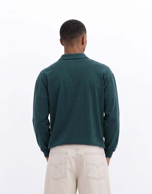 Gap long sleeve v-neck polo sweatshirt in green, 8 of 8