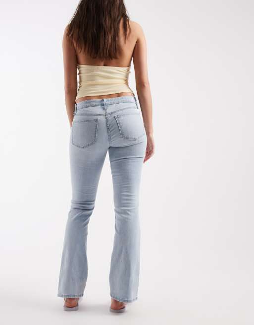 GAP low rise flared jeans in washed light indigo blue, 3 of 5