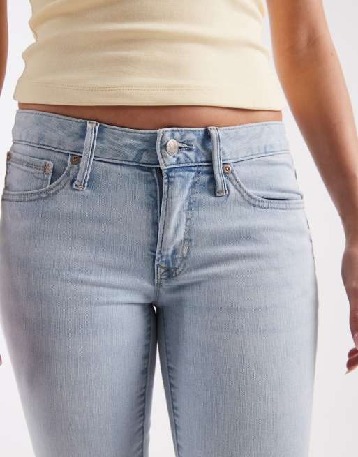 GAP low rise flared jeans in washed light indigo blue, 4 of 5