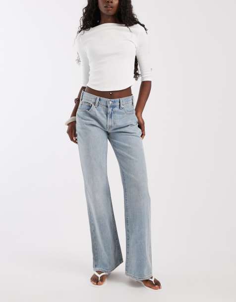 GAP mid rise relaxed flare jeans in washed light blue - view 1