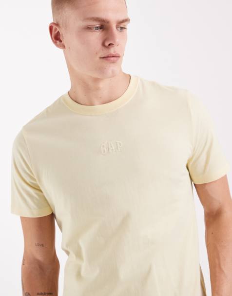 GAP mini logo fitted t-shirt in vanilla - view 1