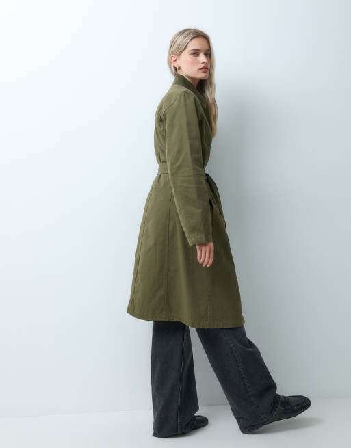 GAP Modern trench coat in oliver green, 3 of 4