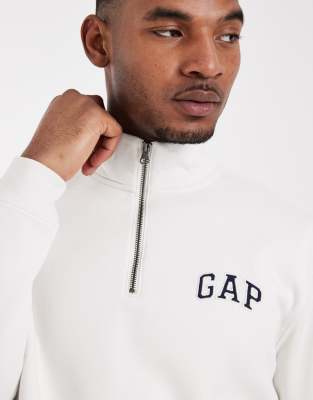 Gap New York Backprint 1/4 Zip Sweatshirt In White