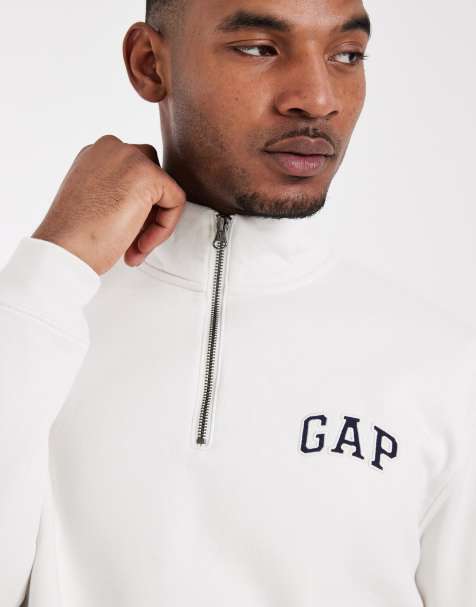 GAP New York backprint 1/4 zip sweatshirt in ecru - view 1