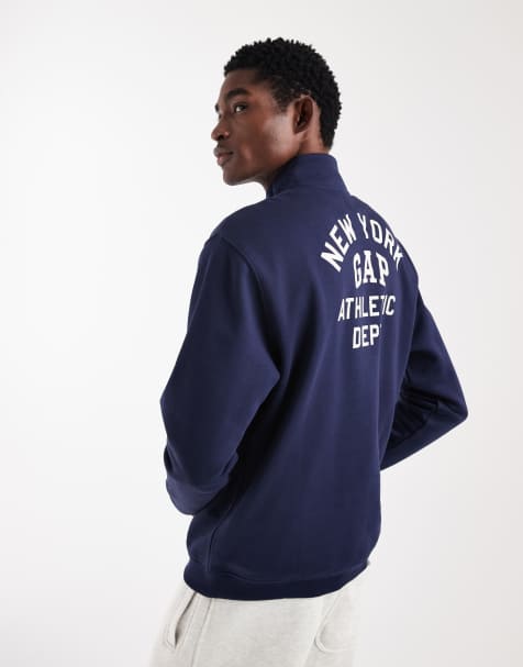 GAP New York backprint 1/4 zip sweatshirt in navy - view 1