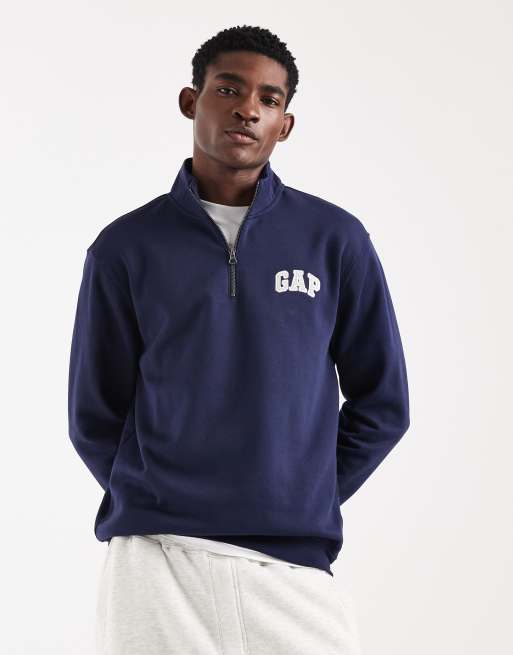 gap COLLECTIONS 2004AW Y2K ニューヨーク ロンドン GAP New York backprint 1/4 zip sweatshirt in navy | ASOS