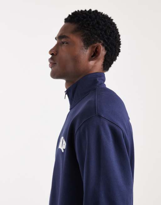 GAP New York backprint 1/4 zip sweatshirt in navy | ASOS