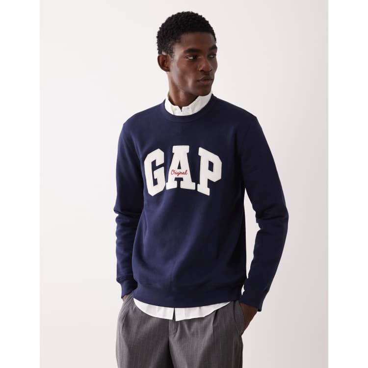 GAP original logo crew neck sweatshirt in navy | ASOS