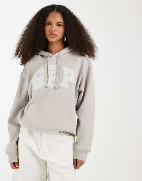 GAP oversized chest logo hoodie in grey - view 1