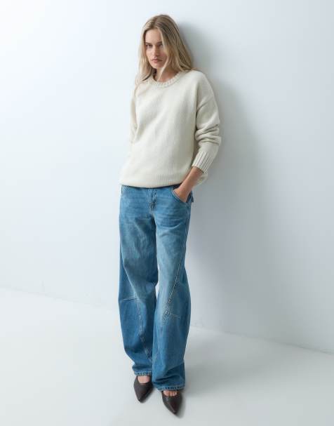 Gap oversized fit knitted crew neck jumper in ivory - view 1
