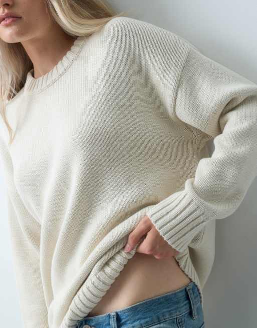 Gap oversized fit knitted crew neck jumper in ivory, 4 of 4