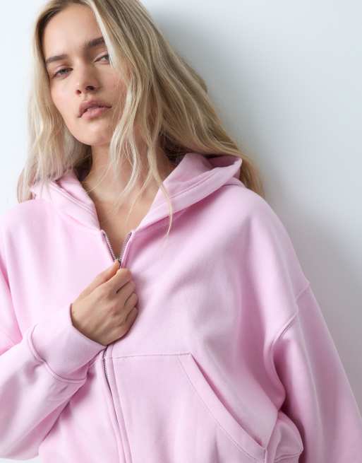 GAP oversized full zip hoodie in mauve, 3 of 4
