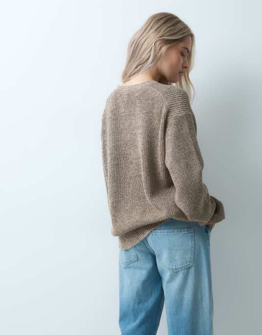 GAP oversized knit textured jumper in stone beige, 4 of 4