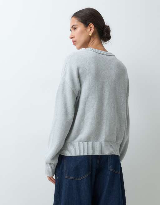 GAP oversized knitted jumper in grey, 4 of 5