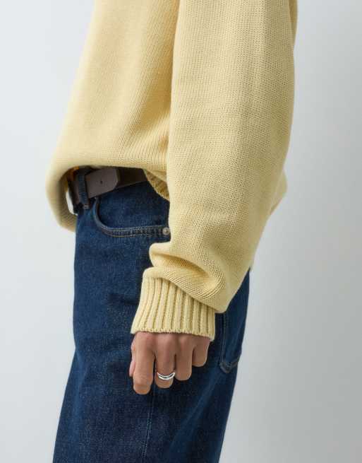 GAP oversized knitted v neck jumper in beige, 3 of 5