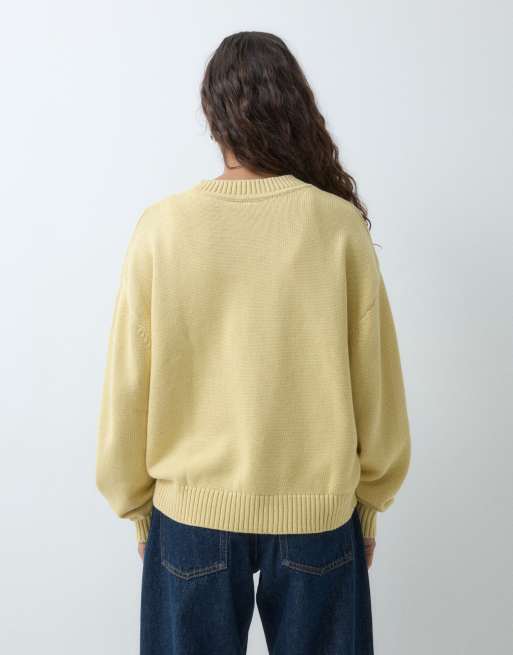 GAP oversized knitted v neck jumper in beige, 4 of 5