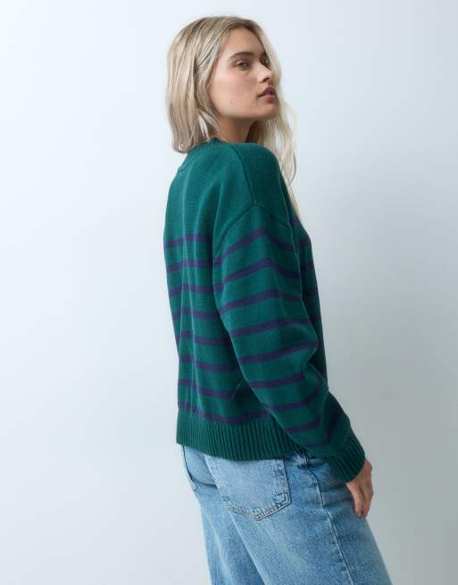 GAP oversized knitted v neck jumper in green, 4 of 4
