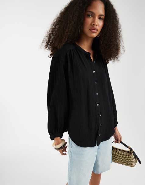 GAP oversized linen look shirt in black - view 1