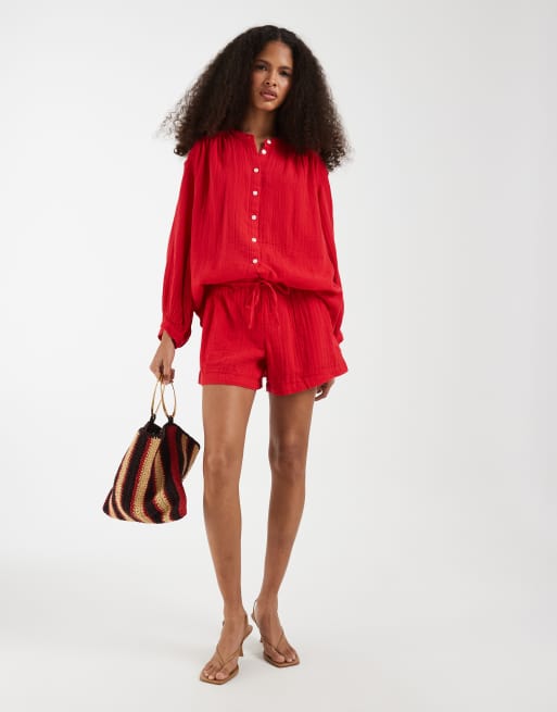 GAP oversized linen look shirt in red, 2 of 4