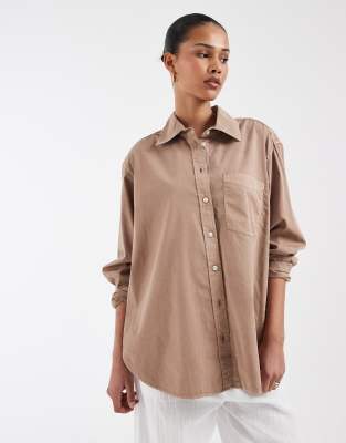 Gap Oversized Textured Shirt In Brown