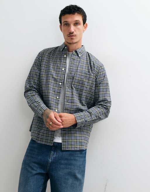 GAP oxford checked shirt in green , 3 of 5