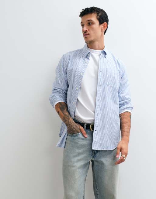 GAP oxford striped shirt in blue , 4 of 5