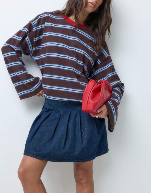 GAP pleated mini skirt in dark wash blue, 2 of 5