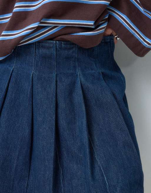 GAP pleated mini skirt in dark wash blue, 3 of 5