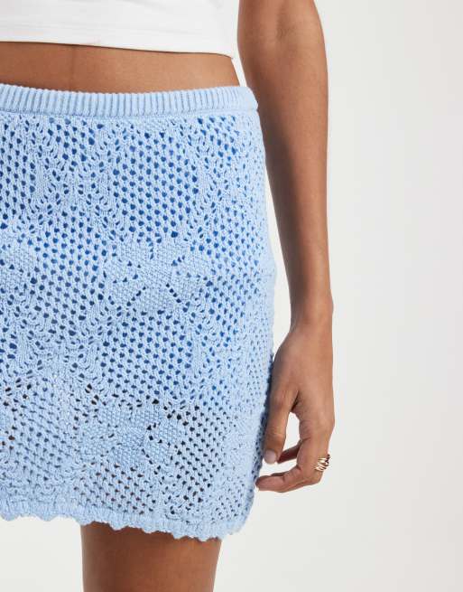 GAP pointelle light knit mini skirt in blue, 2 of 5