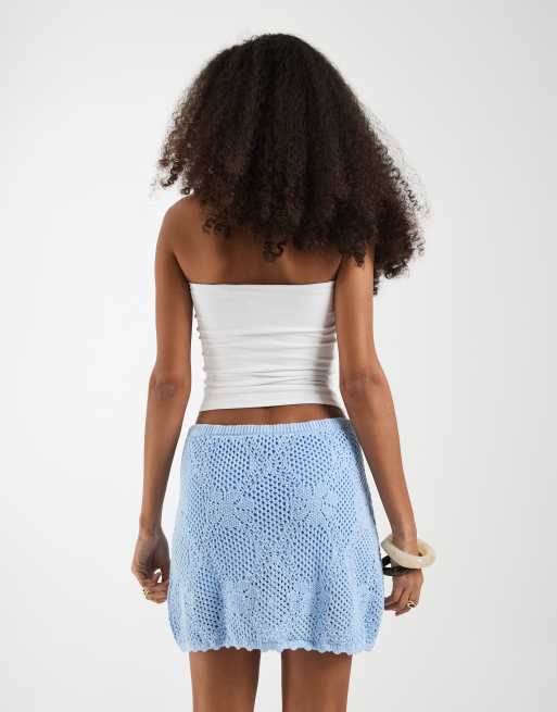 GAP pointelle light knit mini skirt in blue, 5 of 5