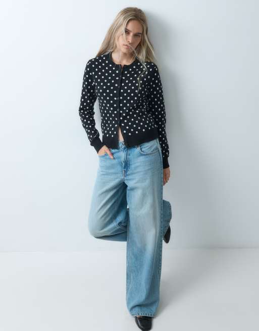 GAP polka dot knitted cardigan in black, 2 of 4