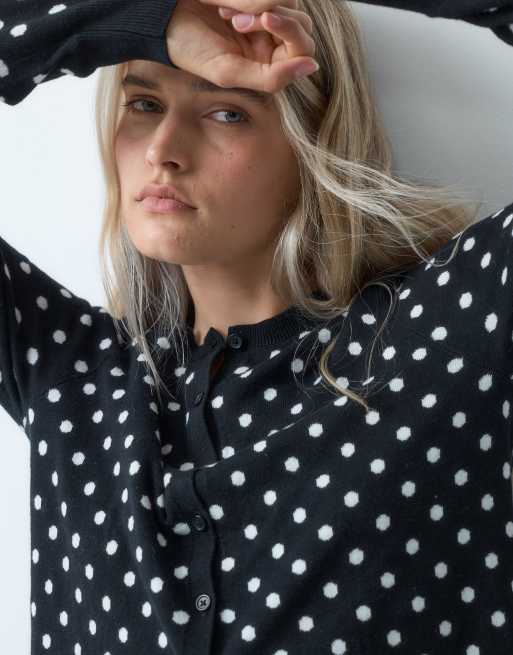 GAP polka dot knitted cardigan in black, 3 of 4
