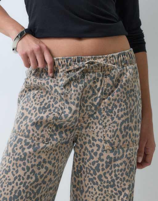 GAP pull on leopard print jeans in light brown, 3 of 5