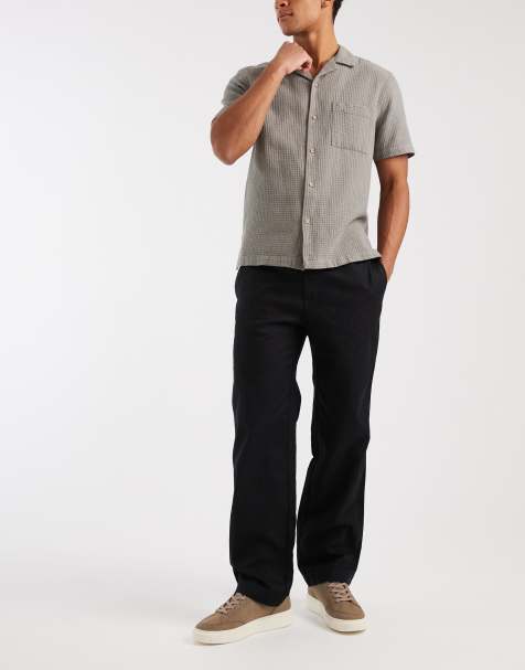 GAP pull on linen mix trousers in black