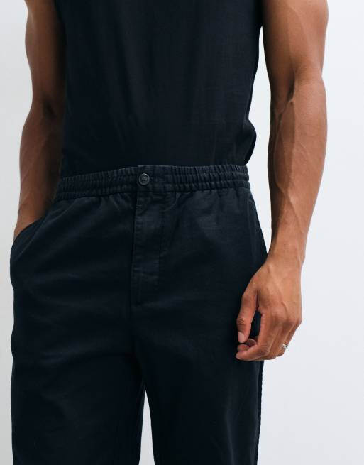 GAP pull on linen mix trousers in black, 2 of 5