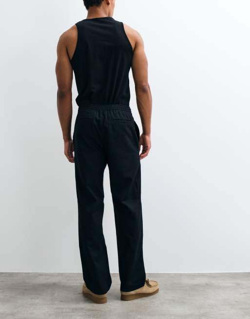 GAP pull on linen mix trousers in black, 4 of 5