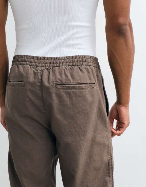 GAP pull on linen mix trousers in stone, 4 of 10