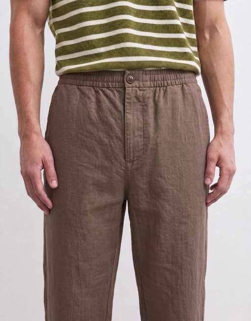 GAP pull on linen mix trousers in stone, 9 of 10
