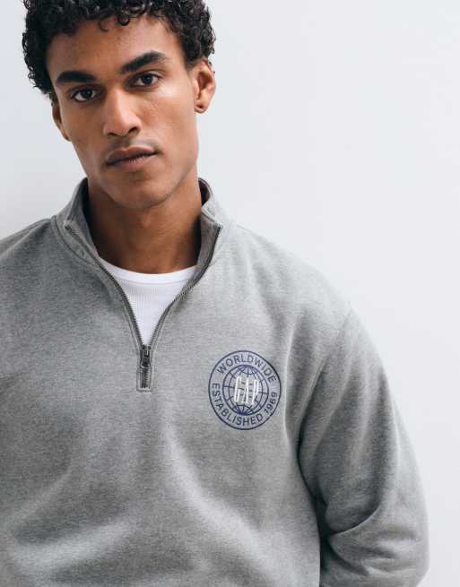 GAP quarter zip sweater in heather grey, 3 of 5