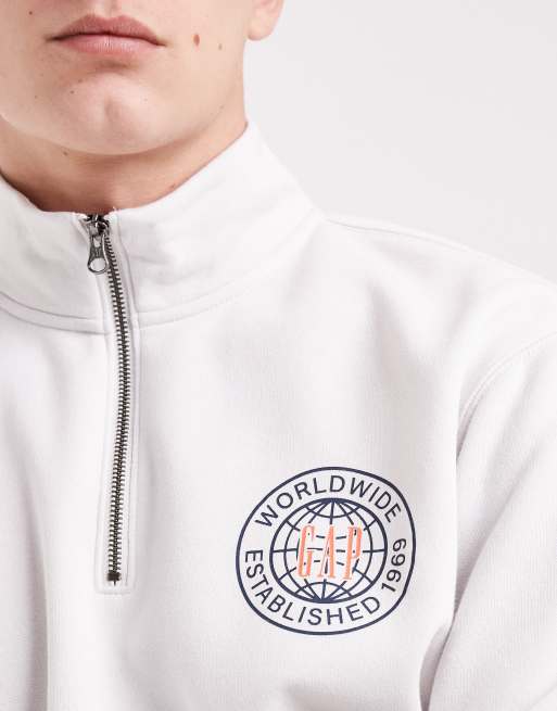 GAP quarter zip sweater in white, 3 of 5