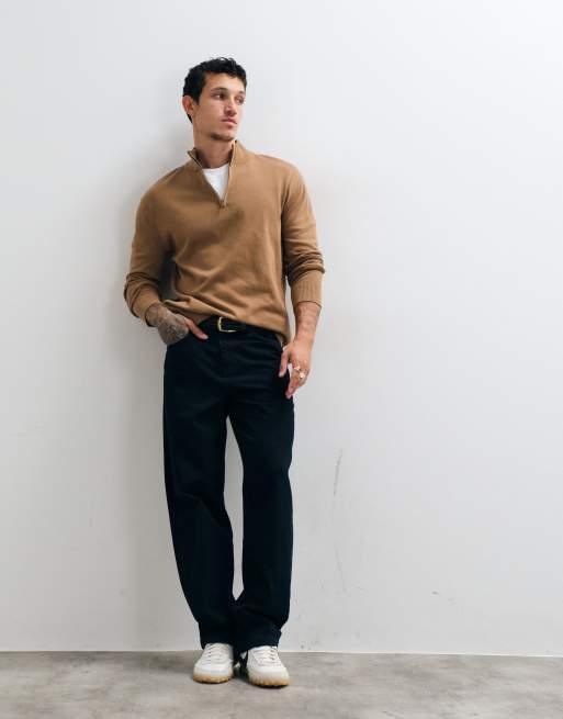 GAP Quarter zip sweatshirt in camel tan, 3 of 5