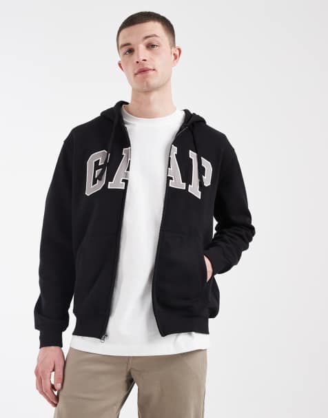 GAP regular zip up hoodie with chest logo in mid blue - view 1