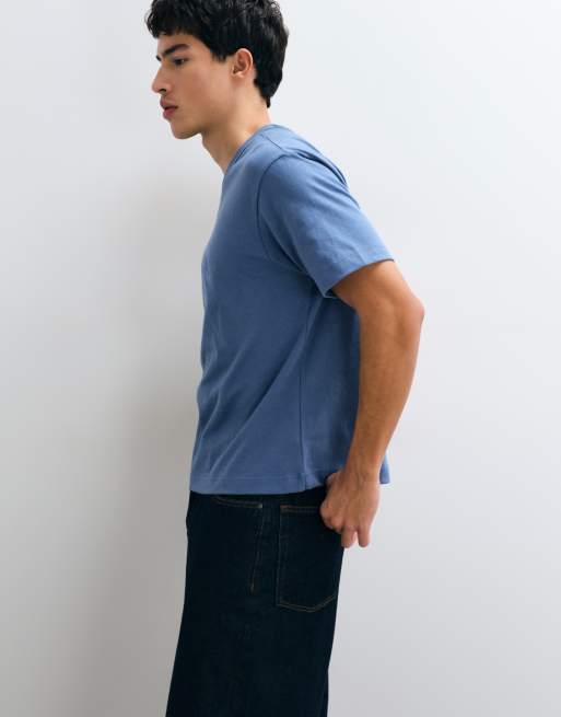 GAP relaxed fit cropped logo t-shirt in blue , 2 of 5