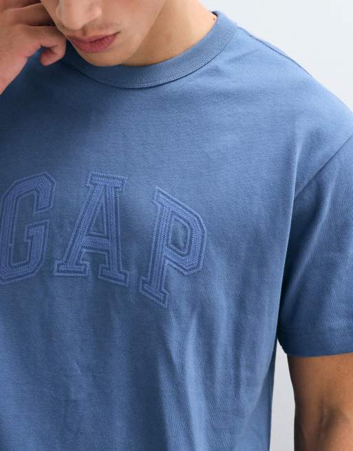 GAP relaxed fit cropped logo t-shirt in blue , 5 of 5