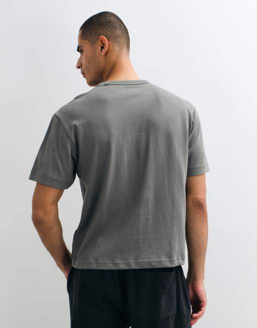 GAP relaxed fit cropped logo t-shirt in grey, 3 of 5