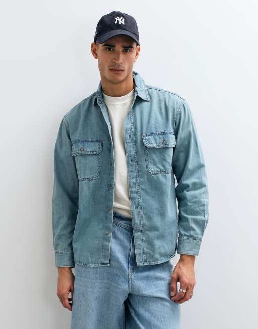 GAP relaxed fit denim shirt in light wash, 2 of 5