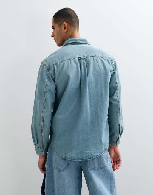 GAP relaxed fit denim shirt in light wash, 3 of 5